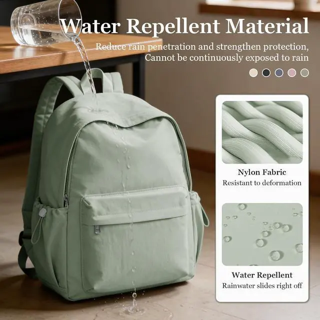 Alt view image 6 of 7 - Simple School Backpack For Women Men Aesthetic Medium Backpack Lightweight Casual Daypack College Backpacks Cute Bookbag for Teens Girls Boys Basic BagpackGreen