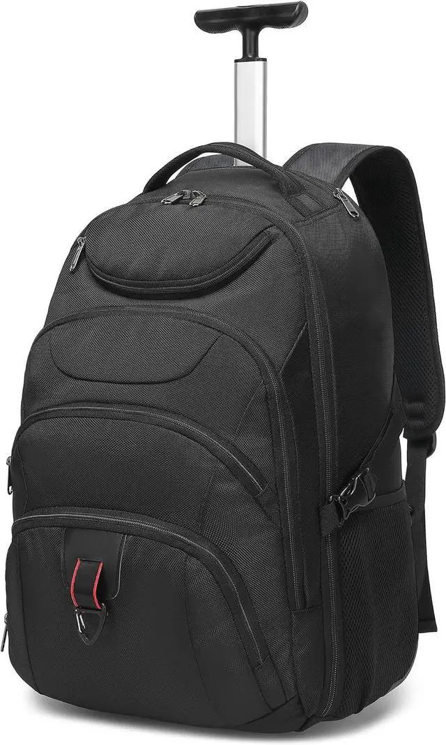 Main image of Boavan Rolling Backpack,17 inch Water Resistant Wheeled Backpack,Carry on Luggage Business Bag, Overnight College Computer Trolley Suitcase for Men Women Adults to TravelBlack
