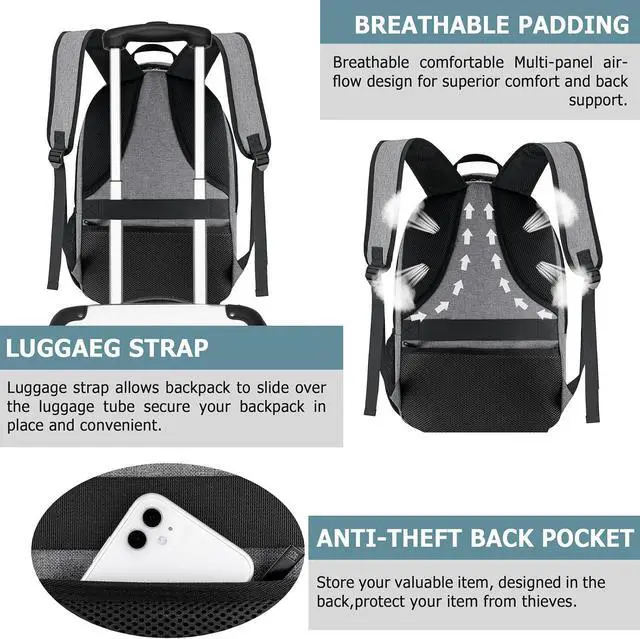 Alt view image 4 of 7 - BIKROD Lunch Backpack, Insulated Cooler Lunch Bag Backpack, Large Travel 17.3 Laptop Back Pack Sturdy Computer College School Bookbag for Women Men for Men Women Work Hiking Picnic