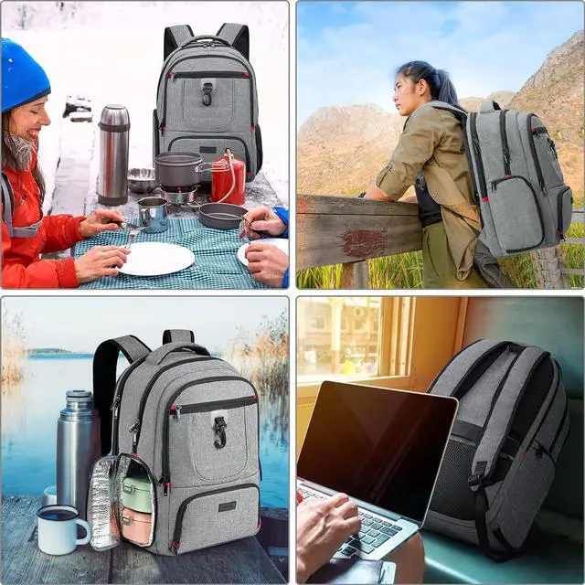 Alt view image 6 of 7 - BIKROD Lunch Backpack, Insulated Cooler Lunch Bag Backpack, Large Travel 17.3 Laptop Back Pack Sturdy Computer College School Bookbag for Women Men for Men Women Work Hiking Picnic