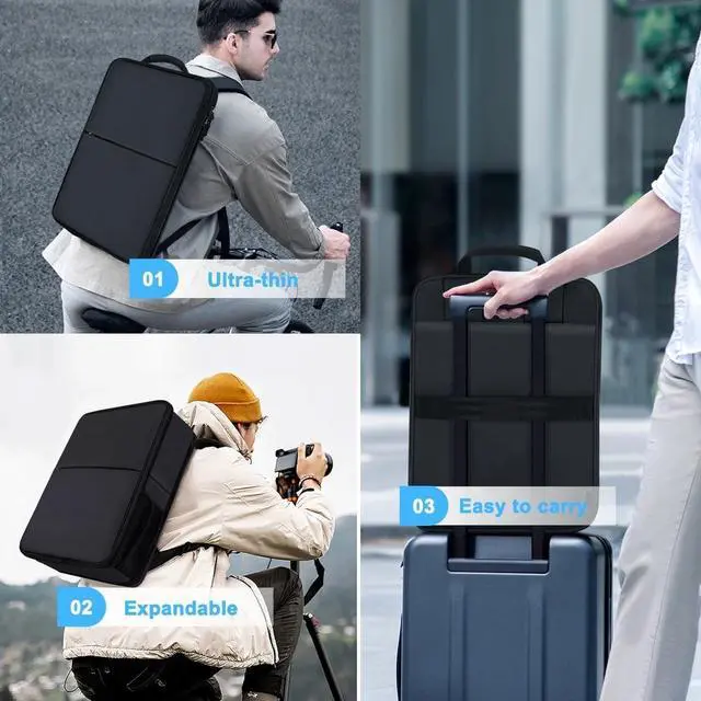 Alt view image 6 of 6 - Slim & Expandable Laptop Backpack 17 inch Travel Business Backpack Water Resistant Daypack Bookpack for Most 17 inch NoteBooksBlack