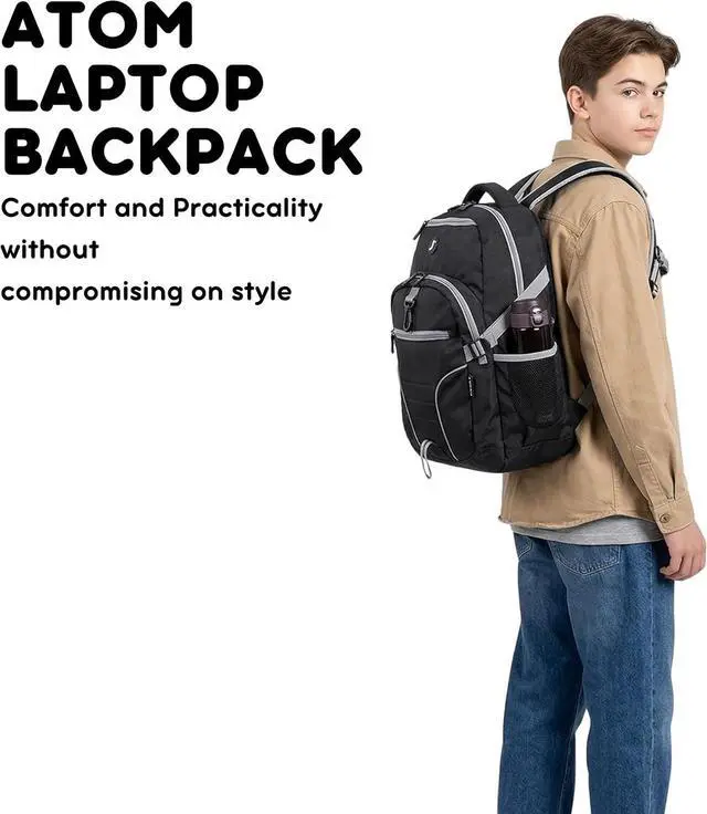 Alt view image 2 of 7 - J World New York Atom Laptop Backpack Ergonomic Backpack for School with Air Mesh Padded Shoulder Straps 600D Polyester Work Backpack for Men and Women Stylish Design (CAMO)