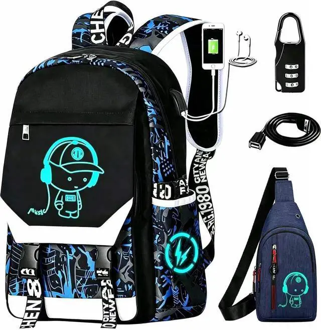 Main image of Anime Backpack Luminous Backpack.Cool Backpacks15.6 in Large capacity Laptopeight Backpack.with.Security Lock.Travel backpack.USB Port.Travel Backpack.Anti Theft Backpack.Cool Backpackblue