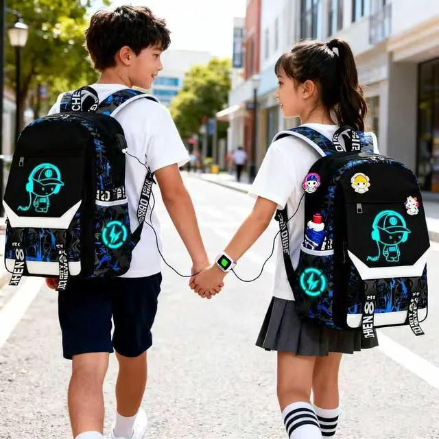 Alt view image 2 of 6 - Anime Backpack Luminous Backpack.Cool Backpacks15.6 in Large capacity Laptopeight Backpack.with.Security Lock.Travel backpack.USB Port.Travel Backpack.Anti Theft Backpack.Cool Backpackblue