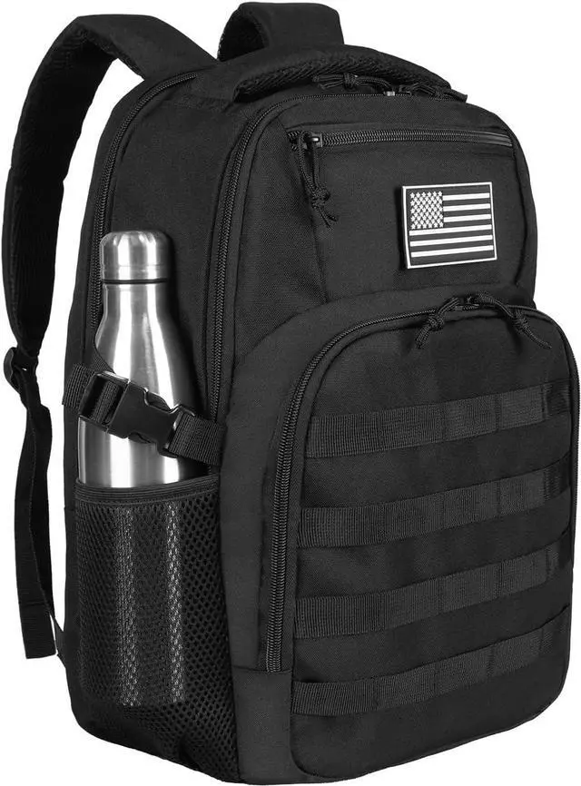 Main image of 15.6'' Travel Laptop Backpack for Men, 30L Tactical College Backpacks with Water Pouches Both Sides, Portable Backpack for Men Women Business Work Bag Fight Approved, Black Backpack MEN WITH