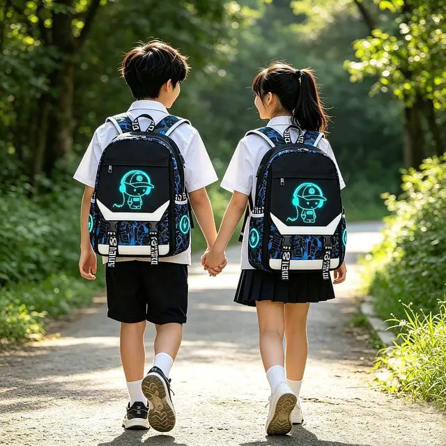 Alt view image 2 of 7 - Anime Luminous Backpack Waterproof.Cool Backpacks15.6 in Large capacity Laptopeight Backpack.with USBChargingHeadphones Port.Luminous Backpack.Security Lock