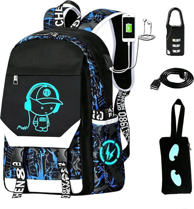 Main image of Anime Luminous Backpack Waterproof.Cool Backpacks15.6 in Large capacity Laptopeight Backpack.with USBChargingHeadphones Port.Luminous Backpack.Security Lock