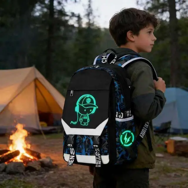 Alt view image 7 of 7 - Anime Luminous Backpack Waterproof.Cool Backpacks15.6 in Large capacity Laptopeight Backpack.with USBChargingHeadphones Port.Luminous Backpack.Security Lock