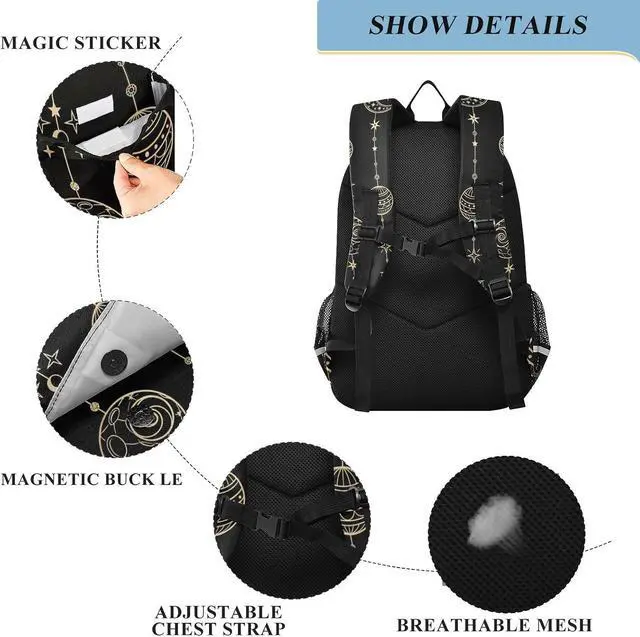 Alt view image 3 of 7 - ALAZA Sun Moon Stars Witch Laptop Backpack Purse for Women Men Travel Bag Casual Daypack with Compartment & Multiple Pockets