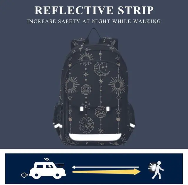 Alt view image 5 of 7 - ALAZA Sun Moon Stars Witch Laptop Backpack Purse for Women Men Travel Bag Casual Daypack with Compartment & Multiple Pockets