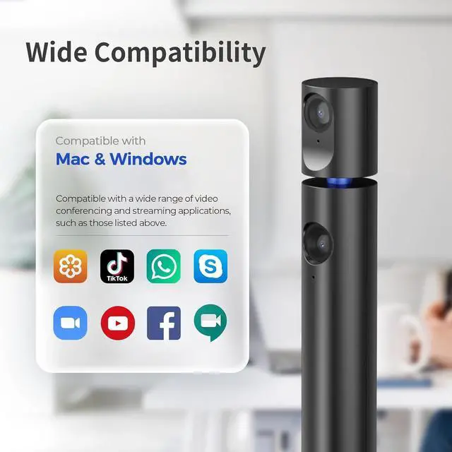 Alt view image 5 of 7 - CZUR Halo X Pro Dual Webcam for PC, 1080P Web Camera with Microphone | USB Camera for Computer, 90° View, Plug & Play, Compatible with Windows&Mac, for TikTok/YouTube/Yahoo Messenger