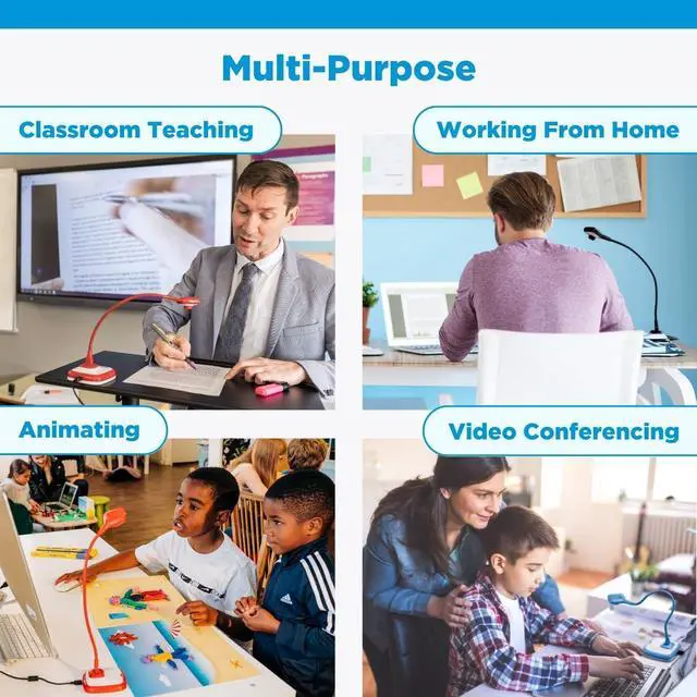 Alt view image 3 of 7 - HUE HD Pro USB Document Camera/Visualizer for Teachers/Classroom, Black | Full HD 1080p Flexible Camera, Built-in Microphone & LED Lights, Windows / ChromeOS / MacOS / iPadOS 17+ Compatibility