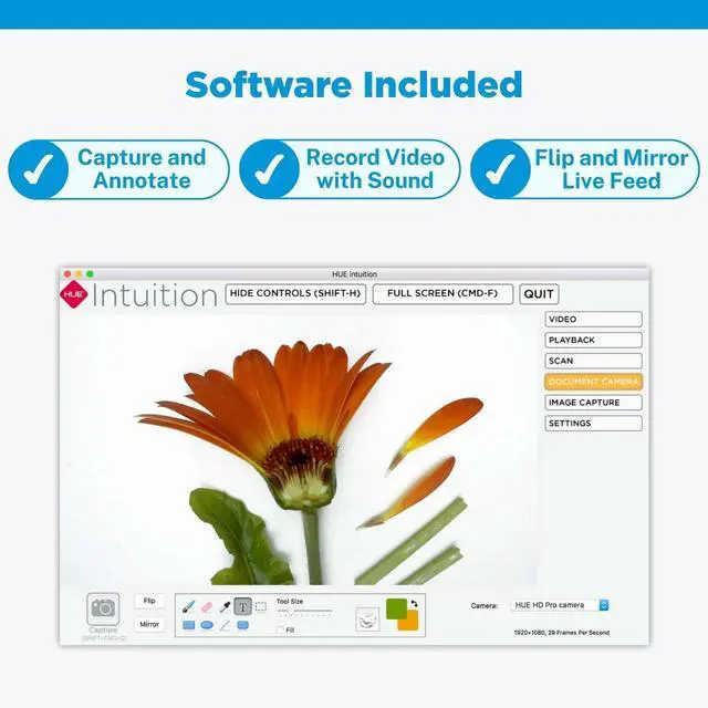 Alt view image 6 of 7 - HUE HD Pro USB Document Camera/Visualizer for Teachers/Classroom, Black | Full HD 1080p Flexible Camera, Built-in Microphone & LED Lights, Windows / ChromeOS / MacOS / iPadOS 17+ Compatibility