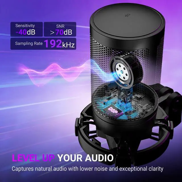 Alt view image 3 of 7 - FIFINE AmpliGame A6T USB Gaming Microphone Kit, Condenser Mic for Streaming | Mute Button, RGB Indicator, Boom Arm, Gain Control, Pop Filter, Shock Mount, for PC PS4/5 Discord Twitch Podcasts YouTube