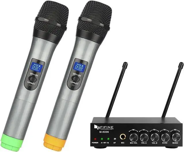 Main image of FIFINE UHF Dual Channel Wireless Handheld Microphone, Easy-to-use Karaoke Wireless Microphone System-K036 | Easy-to-use Wireless Microphone System for Karaoke Meeting