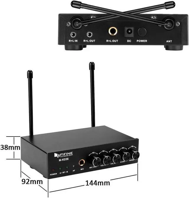 Alt view image 3 of 7 - FIFINE UHF Dual Channel Wireless Handheld Microphone, Easy-to-use Karaoke Wireless Microphone System-K036 | Easy-to-use Wireless Microphone System for Karaoke Meeting