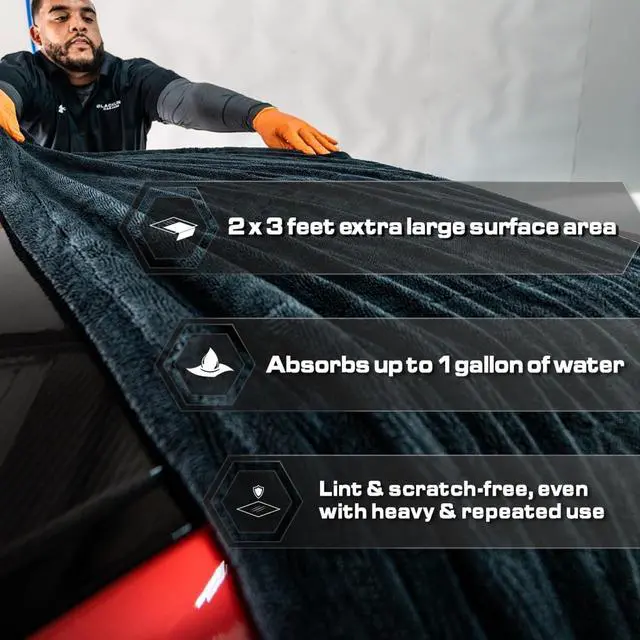 Alt view image 3 of 7 - Microfiber Car Drying Towel 24"x36", 1300GSM Twisted Loop | Twisted Loop microfiber dries your car in one pass-1300GSM, streak-free & scratch-safe. Absorbs 6x its weight, no water spots