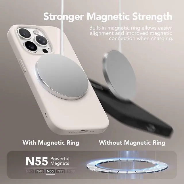 Alt view image 2 of 7 - GONEZ Magnetic for iPhone 15 Pro Max Case, Silicone Holster Stone | Compatible with MagSafe, Camera Button & Screen Protector, Microfiber Lining, 3 Layers Soft Gel Rubber Shockproof Slim 6.7"