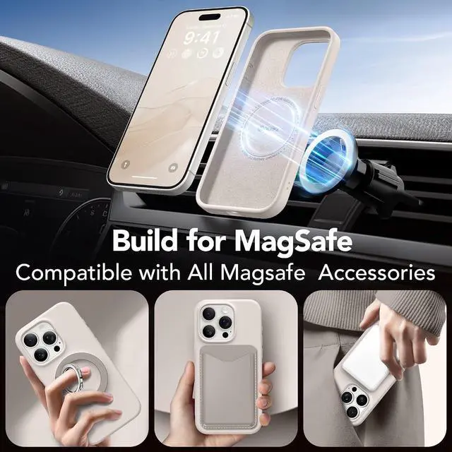 Alt view image 3 of 7 - GONEZ Magnetic for iPhone 15 Pro Max Case, Silicone Holster Stone | Compatible with MagSafe, Camera Button & Screen Protector, Microfiber Lining, 3 Layers Soft Gel Rubber Shockproof Slim 6.7"