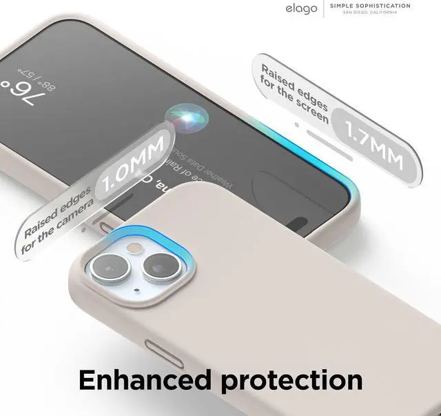 Alt view image 5 of 6 - elago Premium Liquid Silicone Case for iPhone 15 Plus Stone | Full Body Protective Cover, Shockproof, Slim Design, Anti-Scratch Soft Microfiber Lining (Stone)