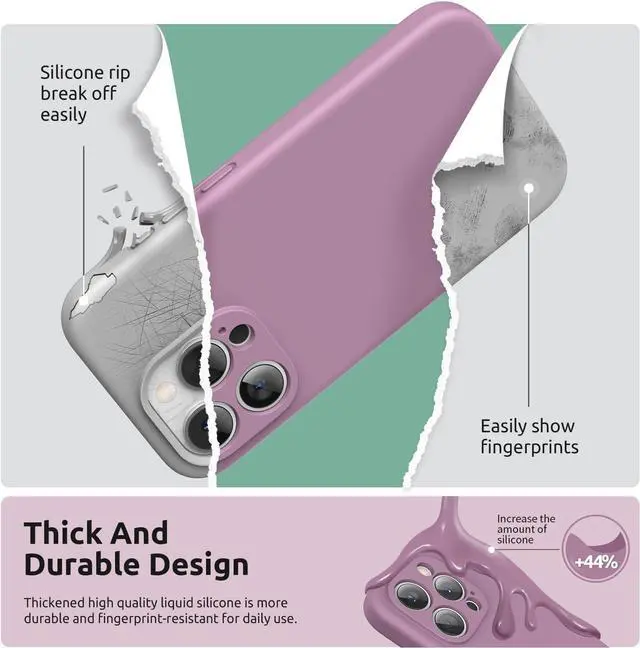 Alt view image 5 of 7 - SURPHY Designed for iPhone 15 Pro Case with Screen Protector and Lanyard, Phone Strap and Liquid Silicone Phone Case (Camera Protective & Soft Microfiber Lining) 6.1 inch 2023, Lilac Purple
