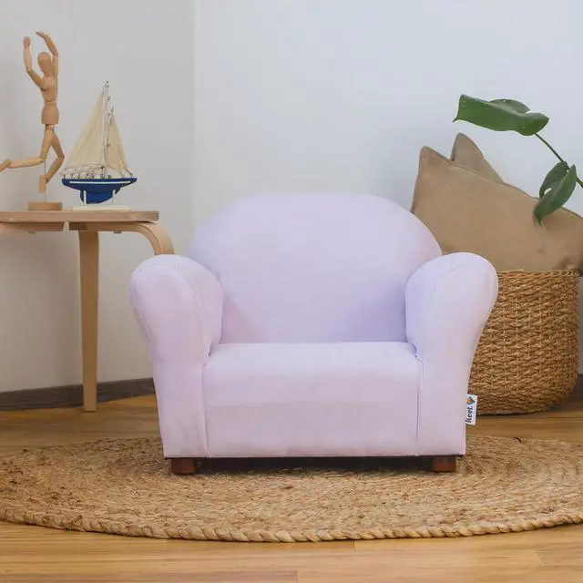 Alt view image 2 of 7 - Roundy Toddler Armchair with Soft Microsuede Upholstery Durable Wooden Frame, Ergonomic Design, Fully Assembled, Comfortable Kids Chair for Ages 2-5, Ideal for Bedroom, Playroom & Daycare Use.
