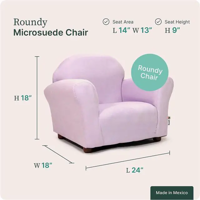 Alt view image 3 of 7 - Roundy Toddler Armchair with Soft Microsuede Upholstery Durable Wooden Frame, Ergonomic Design, Fully Assembled, Comfortable Kids Chair for Ages 2-5, Ideal for Bedroom, Playroom & Daycare Use.