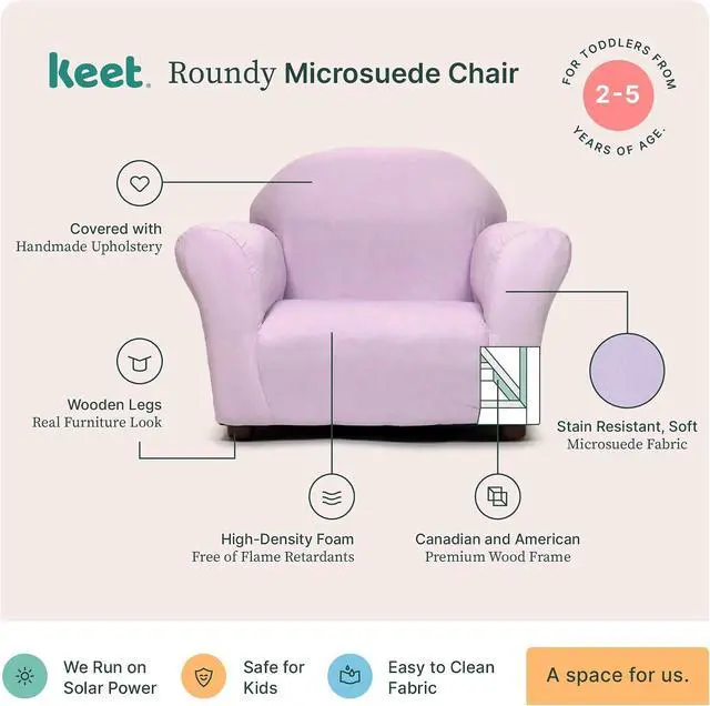 Alt view image 7 of 7 - Roundy Toddler Armchair with Soft Microsuede Upholstery Durable Wooden Frame, Ergonomic Design, Fully Assembled, Comfortable Kids Chair for Ages 2-5, Ideal for Bedroom, Playroom & Daycare Use.