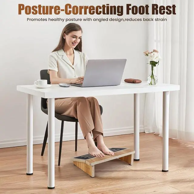 Alt view image 2 of 7 - StrongTek Under-Desk Footrest, 4.5 in High, Non-Slip, 300 lb, Office Use | Improve Posture, Non-Slip Feet, Ergonomic, Sitting and Standing Desk Support, Calf Stretching