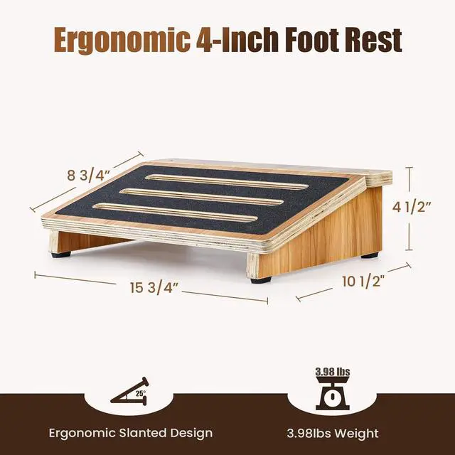Alt view image 3 of 7 - StrongTek Under-Desk Footrest, 4.5 in High, Non-Slip, 300 lb, Office Use | Improve Posture, Non-Slip Feet, Ergonomic, Sitting and Standing Desk Support, Calf Stretching