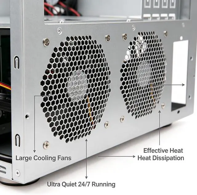 Alt view image 4 of 7 - K7 8 Bay NAS Case, Computer Enclosures Compatible Micro-ATX Mini-ITX Motherboard, 3 x Fans, 8 x 2.5/3.5" Tray, Network Attached Storage Server for Home(Diskless)