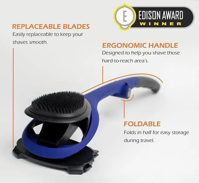 Alt view image 2 of 7 - BakBlade 2.0 Elite Back Shaver for Men With Silicone Handle For Grip | Exfoliator Brush Included, 3 Rows of Blades, Ergonomic Foldable Handle, Wet & Dry Shaving, Includes Our Safe Dryglide Blades