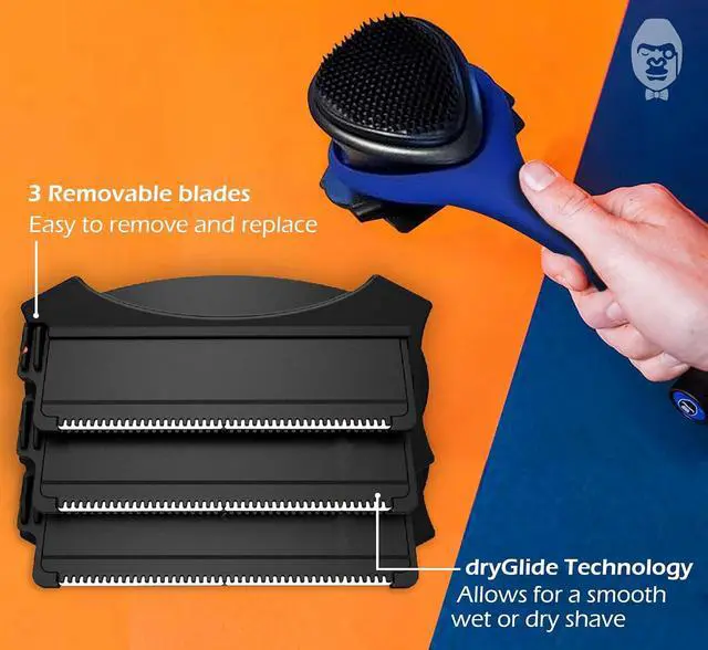 Alt view image 4 of 7 - BakBlade 2.0 Elite Back Shaver for Men With Silicone Handle For Grip | Exfoliator Brush Included, 3 Rows of Blades, Ergonomic Foldable Handle, Wet & Dry Shaving, Includes Our Safe Dryglide Blades