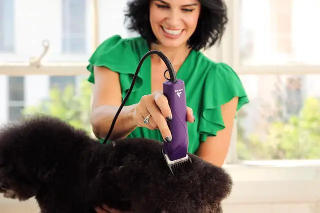 Alt view image 3 of 7 - Andis 24820 EasyClip 7-Piece Detachable Ceramic Blade Clipper Kit, Purple | Single-speed quiet comfortable motor, 12ft power cord, dog grooming kit with 4 combs