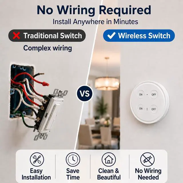 Alt view image 3 of 7 - LoraTap Wireless Outlet (2 Pack) - Ergonomic Round Remote (Comfort Grip!) + Magnetic Wall Base - Stick & Grab, No Wall Damage - 15A/1875W 100ft Range - Control for Hard-to-Reach Sockets