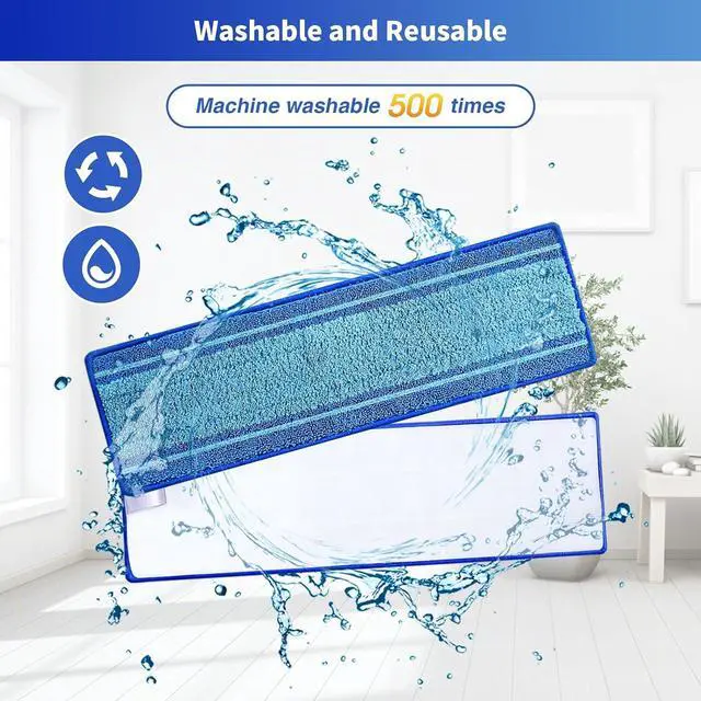 Alt view image 4 of 6 - 15-Pack Microfiber Mop Pads for Bona Mop- Washable Reusable Refills for Hardwood, Tile & Multi-Surface Floors | Pet Hair & Stain Remover