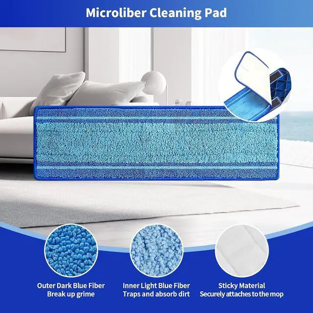 Alt view image 3 of 6 - 15-Pack Microfiber Mop Pads for Bona Mop- Washable Reusable Refills for Hardwood, Tile & Multi-Surface Floors | Pet Hair & Stain Remover