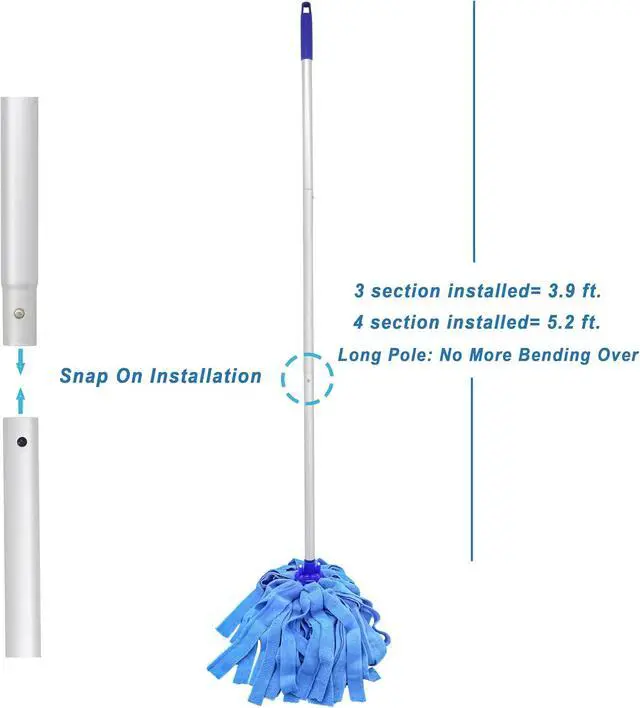 Alt view image 5 of 6 - EaseYourDay Microfiber String Mop with 2 Reusable Heads & 5.2 ft. Long Pole