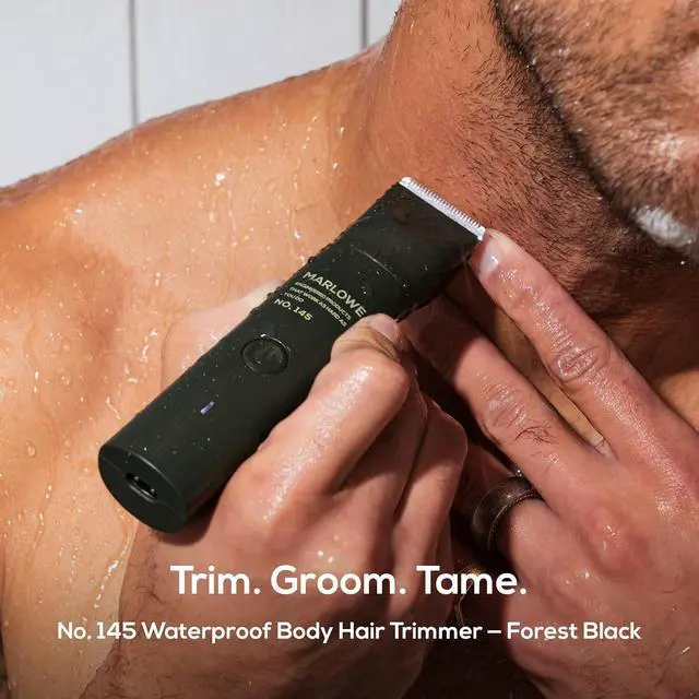 Alt view image 2 of 6 - MARLOWE. Body Hair Trimmer for Men, Waterproof, Cordless, Forest Black | Lightweight, waterproof Body Hair Trimmer with ceramic blades and adjustable lengths for full-body grooming.