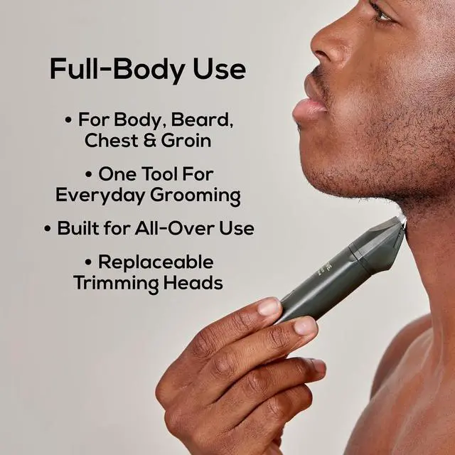 Alt view image 3 of 6 - MARLOWE. Body Hair Trimmer for Men, Waterproof, Cordless, Forest Black | Lightweight, waterproof Body Hair Trimmer with ceramic blades and adjustable lengths for full-body grooming.
