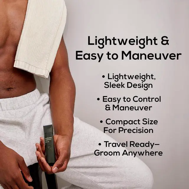 Alt view image 4 of 6 - MARLOWE. Body Hair Trimmer for Men, Waterproof, Cordless, Forest Black | Lightweight, waterproof Body Hair Trimmer with ceramic blades and adjustable lengths for full-body grooming.