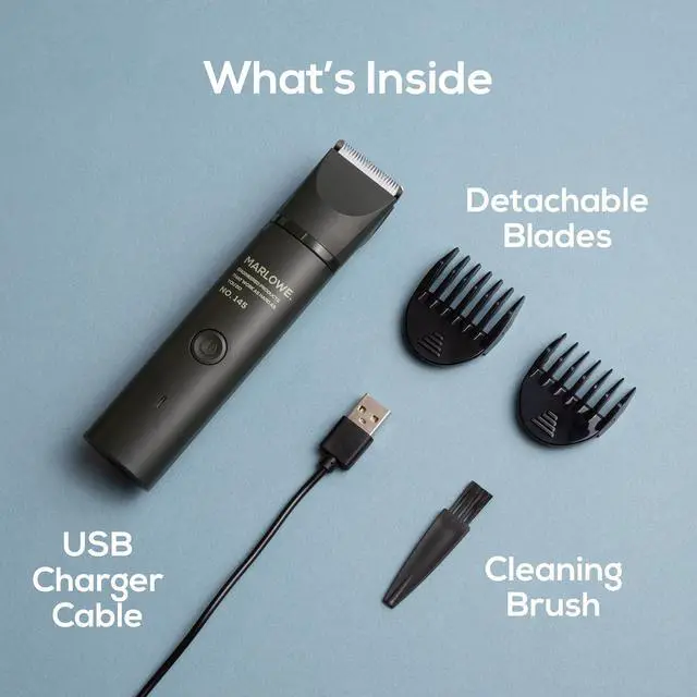 Alt view image 6 of 6 - MARLOWE. Body Hair Trimmer for Men, Waterproof, Cordless, Forest Black | Lightweight, waterproof Body Hair Trimmer with ceramic blades and adjustable lengths for full-body grooming.