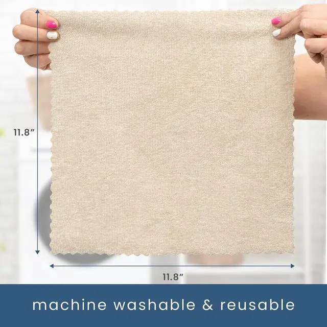 Alt view image 6 of 7 - S&T INC. Microfiber Cleaning Cloth, 50 Pack, 11.8" x 11.8", Beige | Storage Box Included, Edgeless Cleaning Cloth for Home and Car, Reusable and Multi-Purpose Cleaning Rags, Machine Washable