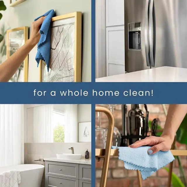 Alt view image 6 of 7 - S&T INC. Microfiber Cleaning Cloth, 50 Pack, 11.8" x 11.8", Blue | Storage Box Included, Edgeless Cleaning Cloth for Home and Car, Reusable and Multi-Purpose Cleaning Rags, Machine Washable