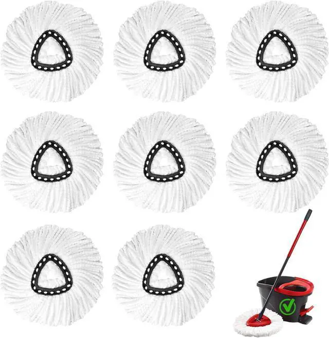 Main image of 8PCS Mop Head Replacements,Machine Washable, Efficient Pet Hair Removal | Microfiber Spin Mop Replacement Heads,360° Swivel Full Coverage Cleaning,Secure Snap-On Fit,Daily Household Floor Cleaning