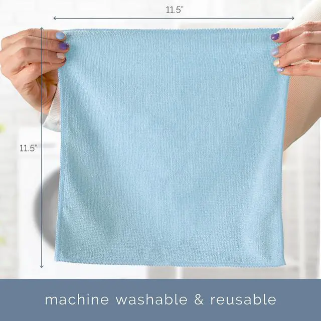 Alt view image 6 of 7 - S&T INC. Microfiber Cleaning Cloth, 150 Pack, 11.5" x 11.5", Light Blue | Bulk Cleaning Cloth for Home and Car, Reusable and Multi-Purpose Cleaning Rags for Business, Machine Washable