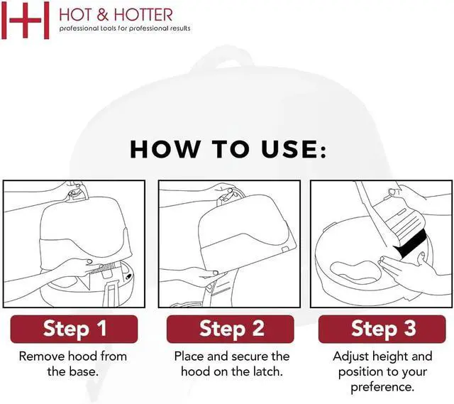 Alt view image 4 of 6 - Annie Hot & Hotter Super Large Ceramic Ionic Hood Dryer Professional Salon Hair Dryer with Adjustable Height, 3 Heat & Speed Settings, Portable Hooded Dryer for Rollers, Deep Conditioning & Styling