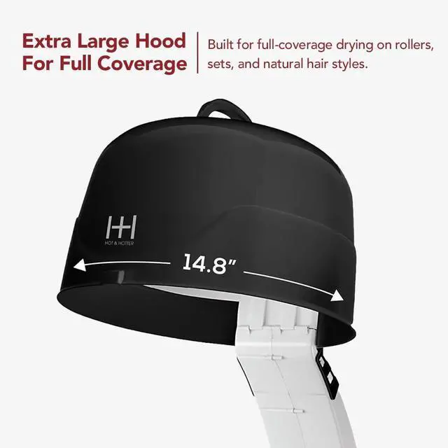 Alt view image 5 of 6 - Annie Hot & Hotter Super Large Ceramic Ionic Hood Dryer Professional Salon Hair Dryer with Adjustable Height, 3 Heat & Speed Settings, Portable Hooded Dryer for Rollers, Deep Conditioning & Styling