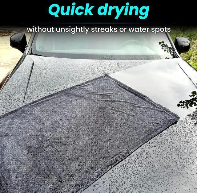 Alt view image 3 of 6 - 2 Pack 1300 GSM Car Drying Towel,Double-Sided Microfiber Towels for Cars(36" x 24"),Extra Large Ultra Absorbent,Without Residual Lint,Scratches or Water Spots