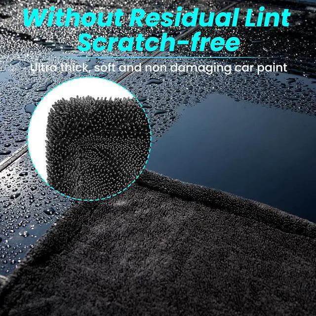 Alt view image 5 of 6 - 2 Pack 1300 GSM Car Drying Towel,Double-Sided Microfiber Towels for Cars(36" x 24"),Extra Large Ultra Absorbent,Without Residual Lint,Scratches or Water Spots
